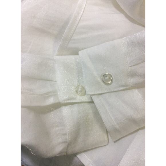 CHICO'S 1 M white viscose collared button up long sleeve blouse shirt NWT 0B14 - Picture 8 of 8